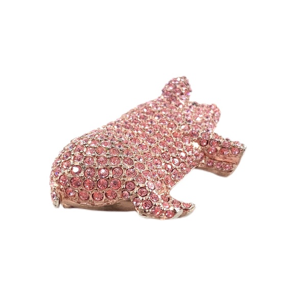 VTG Carolee Pink Swarovski Pig Brooch Pin Set - Picture 4 of 11